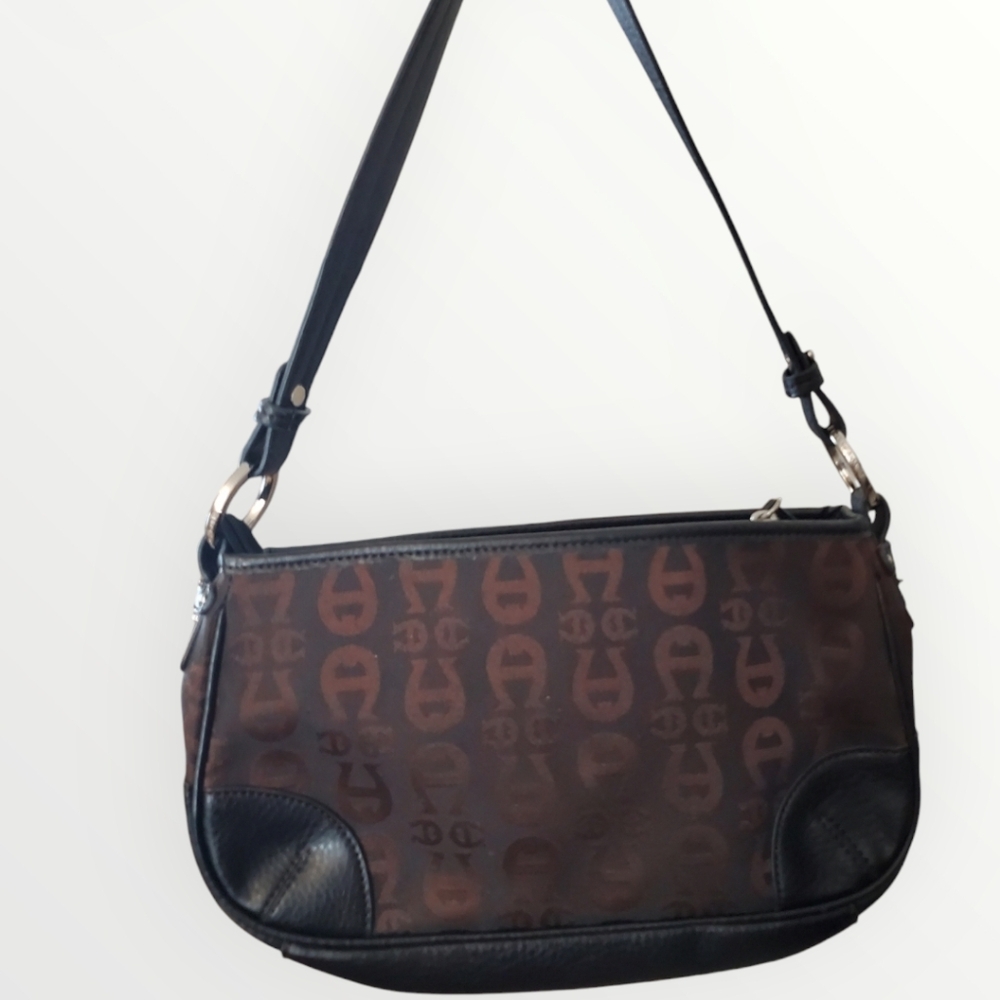 Etiene Aigner Brown Leather & Canvas with Signature Logo shoulder bag - Picture 2 of 11